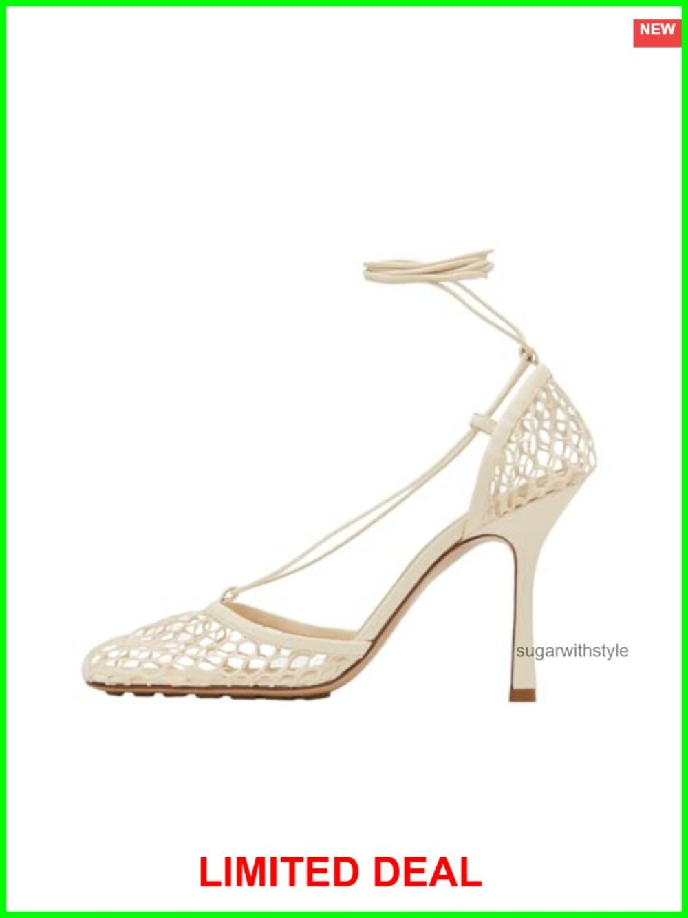 Olomisa Mesh Heels Women Square Toe Strappy Fishnet Lace Up Stiletto Sandals